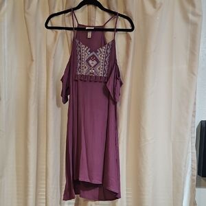 Knox Rose Purple High Low Dress with Embroidery